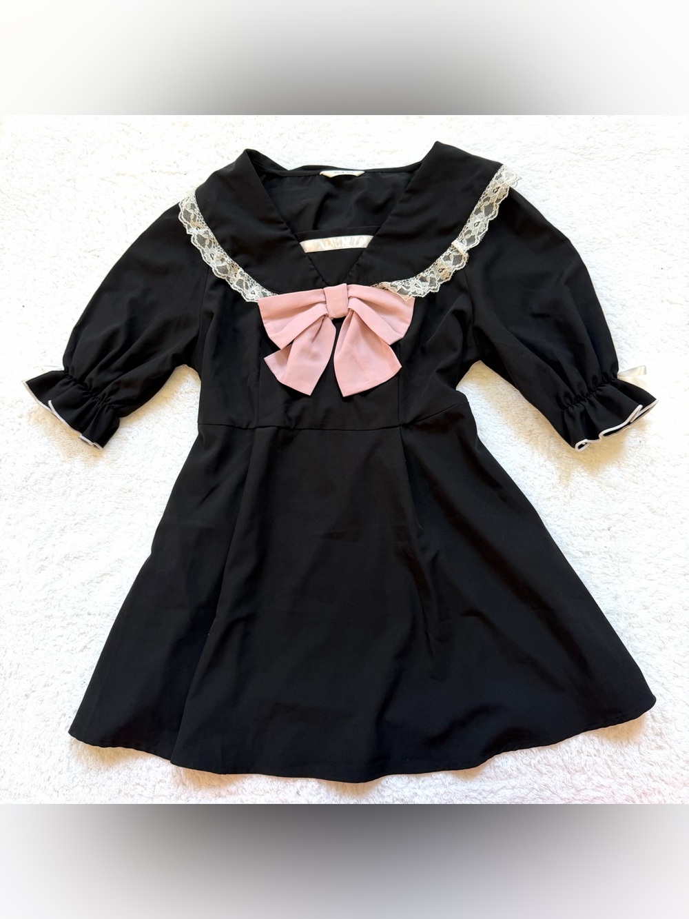 Jirai Kei Ryosan Lolita Bow Lace Tops Japan Idol Black Dress Sailor Bunny Ears